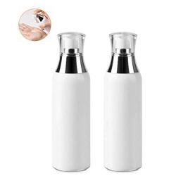 2PCS 120ml/4.1oz White Acrylic Airless Vacuum Pump Press Bottles Empty Refillable Travel Cream Lotion Makeup Container Storage Pot Jar Vials Dispenser for Facial Cleanser Foundations Skin Care