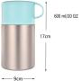 Sundylive Food Jar 20 Ounce - 304 Stainess Steel Food Flask with Folding Spoon, Lid with Handle, Carry and Eating Easily