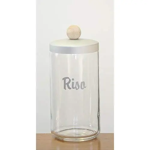 Italo Ottinetti Glass Jar Alluminium Lid Wooden Knob 1 Litre Ri, Metallic, one Size