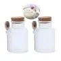 NATUWORLD 2er Set Kunststoff Bad Salz Würze Beutel Leerraum Klare Frostbecher Kosmetik Pulver Flasche Küchen Aufbewahrungsbehälter mit Korkstopfen und Holzsöffel (100 ml)