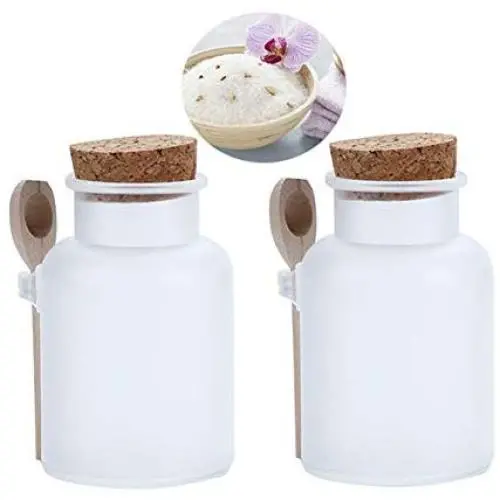 2 Pièces Pot en Plastique Froissé Refillable 200m/7oz avec Bouchon en Ébène et Cuillère en Bois pour Miel, Sel, Café et Plus. 2 Pièces Pot en Plastique Froissé Refillable 200m/7oz avec Bouchon en Ébène et Cuillère en Bois pour Miel, Sel, Café et Plus.