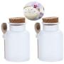 Hisght 2 Pcs 200m/7oz Empty Refillable Frosted Plastic Bottle Food Storage Container Canister Jar Pot Holder Sealed Tank with Cork Stopper and Wooden Spoon for Honey,Salt, Coffee and More