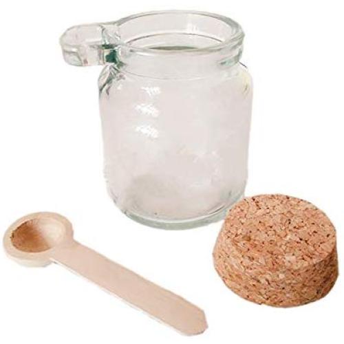 HeiHy Empty Clear Glass Storage Container Bottle Jars with Cork Stopper and Wooden Spoon