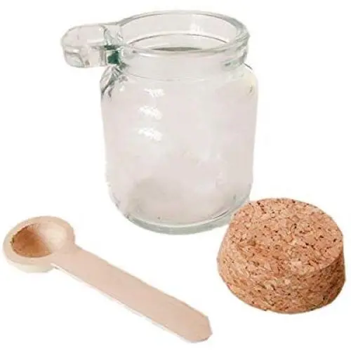 HeiHy Empty Clear Glass Storage Container Bottle Jars with Cork Stopper and Wooden Spoon HeiHy Empty Clear Glass Storage Container Bottle Jars with Cork Stopper and Wooden Spoon