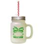 Green Days Until Christmas Frosted Glass Mason Jar With Straw