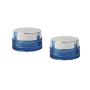 2 Pcs 30Ml/1Oz Empty Refillable Reusable Round Blue Glass Cosmetic Jar Face Cream Lotion Eye Shadow Nail Make Up Powder Storage Container with Silver Lids And Inner Plug