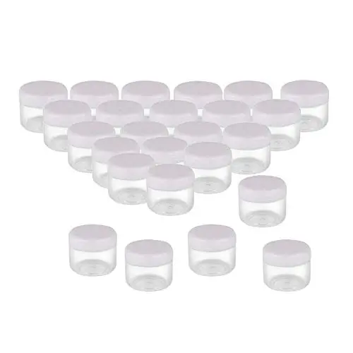 25 Pcs 15ML 0.5OZ Empty Refillable Plastic Makeup Eyeshadow Glitter Storage Bottle Pot Sample Eye Cream Emulsion Container Jar Portable Trial Packing Vial (White Lid) 25 Pcs 15ML 0.5OZ Empty Refillable Plastic Makeup Eyeshadow Glitter Storage Bottle Pot Sample Eye Cream Emulsion Container Jar Portable Trial Packing Vial (White Lid)