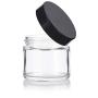 Clear Thick Glass Straight Sided Jar - 2 oz / 60 ml (3 Pack) + Spatulas