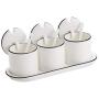 White Ceramic Sugar Bowls Condiment Pots Spice Jars Seasoning Box Set with Lid Spoon and Tray-Sets of 3
