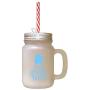 Light Blue Little Monsters Brush Their Teeth Frosted Glass Mason Jar With Straw