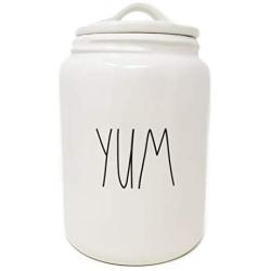 Rae Dunn by Magenta YUM Ceramic LL Large Canister 2019 Limited Edition with Flat Lid Style