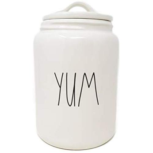 Rae Dunn by Magenta YUM Ceramic LL Large Canister 2019 Limited Edition with Flat Lid Style