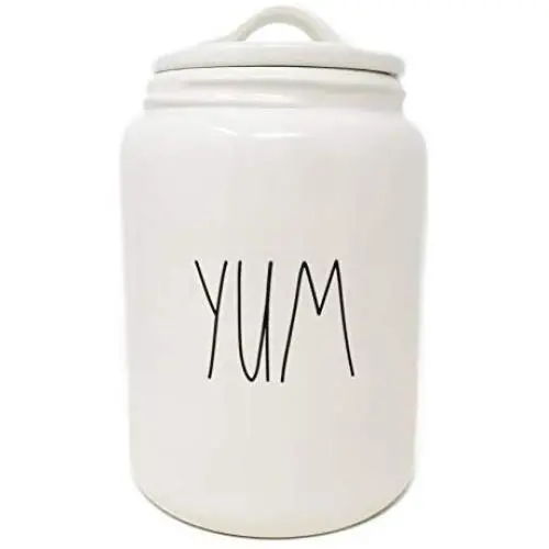 Conteneur en céramique Rae Dunn by Magenta YUM Édition Limitée 2019, Grande Taille avec Couvercle Plat. Conteneur en céramique Rae Dunn by Magenta YUM Édition Limitée 2019, Grande Taille avec Couvercle Plat.