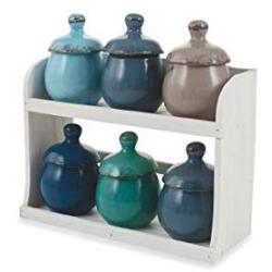 Villa dEste Home Tivoli Jars with Stand, Ceramic, Multicoloured, One Size