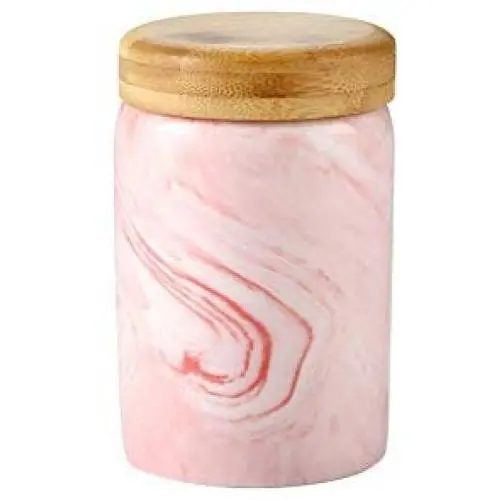Marmerrosa Lebensmittelbehälter, Keramik Lebensmittelbehälter mit Dichtung und Bambusdeckel - Moderner Marmer-Keramik Lebensmittelbehälter zum Servieren von Tee, Kaffee, Gewürzen und mehr 13,5OZ (400ML)