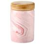 Marble pink Food Storage Canister, Ceramic Food Storage Jar with Airtight Seal Bamboo Lid - - Modern Design marble Ceramic Food Storage Canister for Serving Tea, Coffee, Spice and More 13.5OZ(400ML)