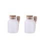 2PCS Plastic Round Matte Bath Salt Seasoning Sauce Jar Container/Kitchen Storage Containers with Cork Stopper and Wooden Spoon(Transparent) (100G)