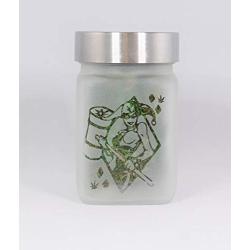 Small Stash Jar with Sexy Clown Girl Deisgn - Airtight, Smell Resistant Herb Storage. Perfect Size for Gifting, 3" Tall x 2" Wide