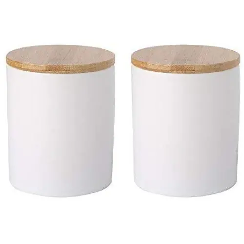 Pot en céramique avec couvercle en bambou (étanche) (Blanc, 10,5x16cm)