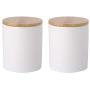 Ceramic canister storage jar tea jar container with bamboo lid (airtight) (White, 10.5x16cm)