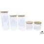5er Set Glas Lebensmittelbehälter mit Bambusdeckeln – Ideal für Nüsse, Pasta, Mehl, Zucker, Reis, Kekse, Süßigkeiten.