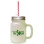 Forest Green Learn More Earn More Frosted Glass Mason Jar With Straw