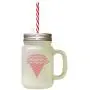 Soft Pink Multicolor Cone Ice Image Frosted Glass Mason Jar With Straw Soft Pink Multicolor Cone Ice Image Frosted Glass Mason Jar With Straw
