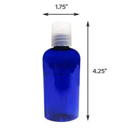 2oz Empty Plastic Bottles with Disc Top Flip Cap Dispenser - Cosmo Oval BPA-Free Containers For Shampoo, Lotions, Liquid Body Soap, Creams - Cobalt Blue (4 pack)