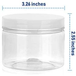 Slime Containers with Water-tight Lids (8 oz, 12 Pack) - Clear Plastic Food Storage Jars with Individual Labels- Great for your slime kit - BPA Free