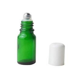 3PCS 20ml Empty Refillable Green Glass Essential Oil Roll On Bottles Cosmetic Sample Packing Jars Pots with Metal Roller Ball And White Cap For Essential Oil Perfume