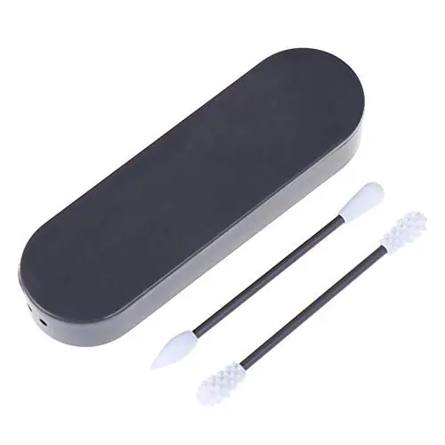 Wiederverwendbare Wattebäusche, Doppelspitze für präzises Make-up, Wattebäusche zur Ohrreinigung, wiederverwendbare Wattebäusche 2er Pack (Schwarz)