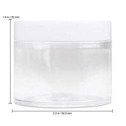 Beauticom 2 oz./ 60 Grams/ 60 ML (Quantity: 12 Packs) Thick Wall Round Clear Plastic LEAK-PROOF Jars Container with WHITE Lids for Cosmetic, Lip Balm, Lip Gloss, Creams, Lotions, Liquid