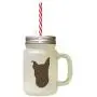 Brown Miniature Pinscher Silhouette Frosted Glass Mason Jar With Straw Brown Miniature Pinscher Silhouette Frosted Glass Mason Jar With Straw