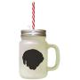Black Portuguese Pointer Silhouette Frosted Glass Mason Jar With Straw