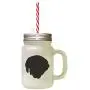 Black Portuguese Pointer Silhouette Frosted Glass Mason Jar With Straw Black Portuguese Pointer Silhouette Frosted Glass Mason Jar With Straw