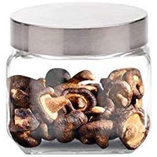 HOUSIYU Candy Jar Storage Glass Square Sealed Cans with Stainless Steel Screw Cap Food Storage Container, Suitable for Home Kitchen Bathroom Accessories, 11CMx11CM