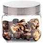 HOUSIYU Candy Jar Storage Glass Square Sealed Cans with Stainless Steel Screw Cap Food Storage Container, Suitable for Home Kitchen Bathroom Accessories, 11CMx11CM