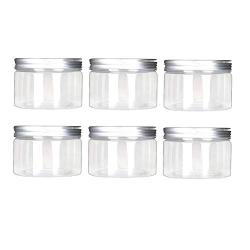 6Pcs 4 Ounce Clear Round Plastic Jars with Aluminium Lid - Empty Sample Containers Bottle Case Pot for Storage Food Lotion Facial Cream Mask Ointment Tea Pill