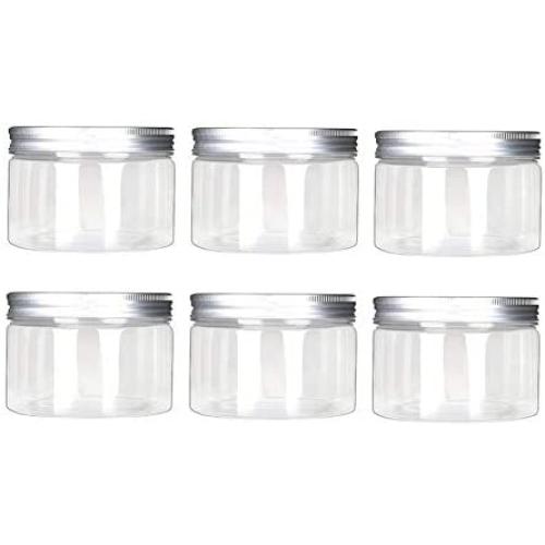 erioctry 120ml/4 Oz Jars PET Plastic Empty Cosmetic Containers Cases with Silver Aluminum Caps Cream Lotion Box Ointments Bottle Food Bottle Makeup Pot Jar Pack of 6