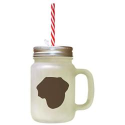 Brown Braque Du Puy Silhouette Frosted Glass Mason Jar With Straw