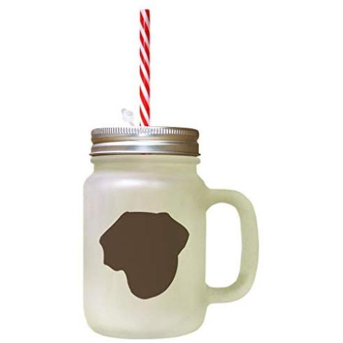 Brown Braque Du Puy Silhouette Frosted Glass Mason Jar With Straw