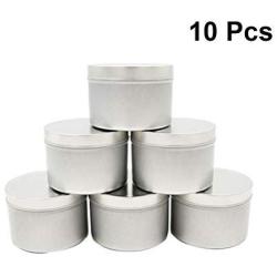 SUPVOX 10pcs Metal Tins Jar Top Empty Tins Candle Travel Tins Store Spices Candies Tea Gift Silver