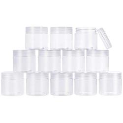 BENECREAT 20 Pack 2oz PET Plastic Round Container Jars with Clear Lids and and Leakproof Gasket for Beads, Crafts, Body Scrub Creams