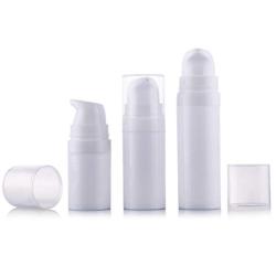 3Pcs Portable White Empty Refillable Airless Vacuum Pump Bottles Set Jars Vial Container For Cream Lotion Toner Make-up Foundations Travel Cosmetic Beauty Oil Serums(15ML / 0.5oz)