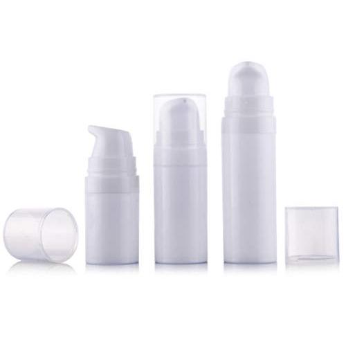 3Pcs Portable White Empty Refillable Airless Vacuum Pump Bottles Set Jars Vial Container For Cream Lotion Toner Make-up Foundations Travel Cosmetic Beauty Oil Serums(15ML / 0.5oz)