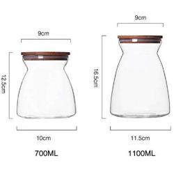 Kitchen Organizer Grain Storage Tank Food Sealed Can Transparent Glass Coffee Beans Storage Jar Tea Can With Bamboo Lid,1100ML