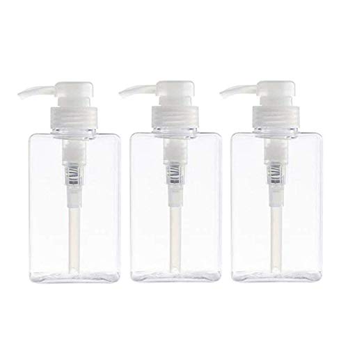 3PCS 100ML/3.4OZ Refillable Jars Empty Lotions Cream Cosmetic Shampoo Shower Containers Cases Pump Bottles Plastic Makeup Liquid Gel Dispense Storge Pot Vials (Transparent)