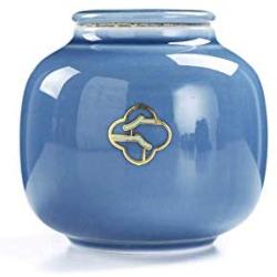 Dehua Ceramic Tea Container Puer Jar Porcelain Storage Tank Sealed Canisters with Lids (Light blue B)