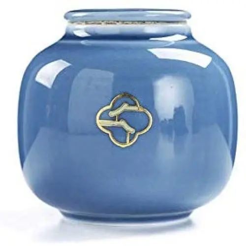 Conteneur en céramique Dehua pour thé, jarre en porcelaine, réservoir de stockage étanche, bocaux avec couvercles (Bleu clair B) Conteneur en céramique Dehua pour thé, jarre en porcelaine, réservoir de stockage étanche, bocaux avec couvercles (Bleu clair B)