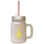 Gelber Weihnachtsbäume Stil 6 Frost Glas Mason Jar Mit Stroh